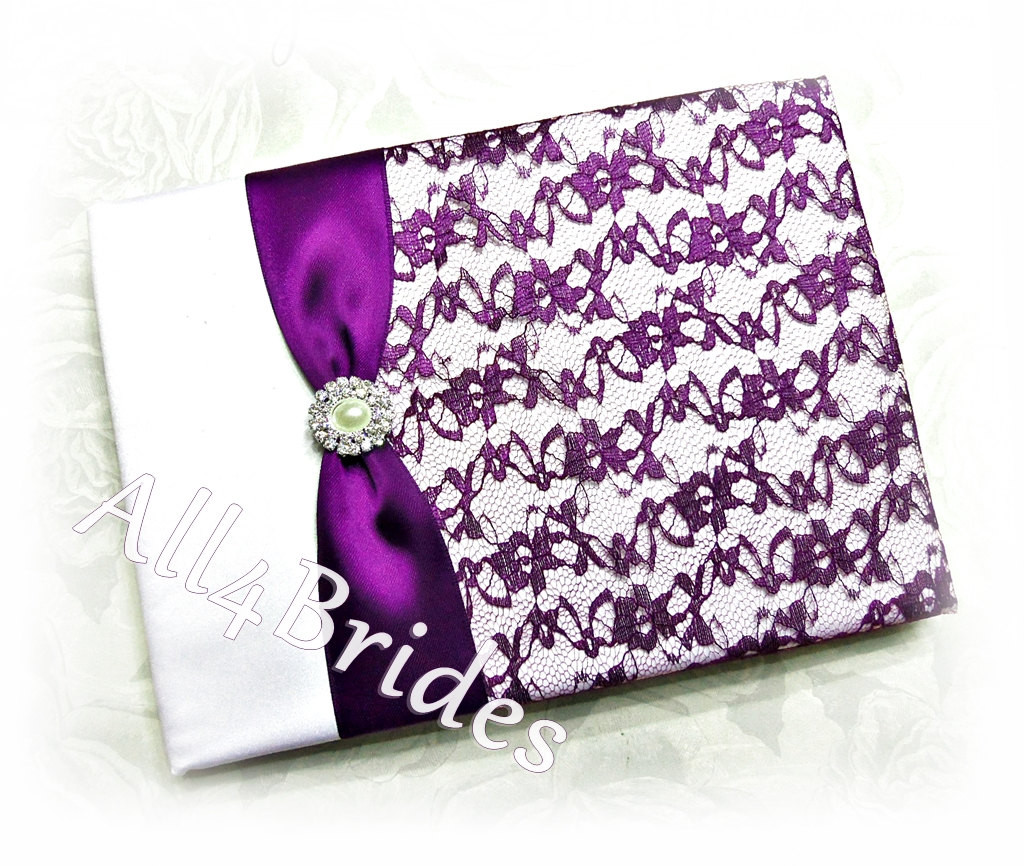 Purple Guest Book Wedding
 Purple lace wedding guest book wedding accessories