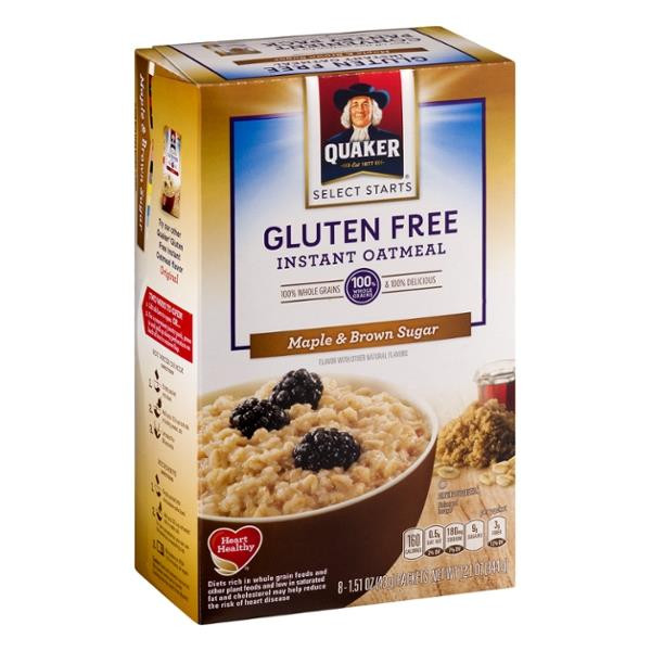 Quaker Oats Gluten Free
 Quaker Select Starts Gluten Free Maple & Brown Sugar