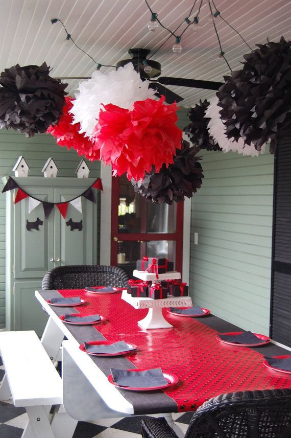 Red And White Graduation Party Ideas
 Giant 60 set Deep Purple Red Sky Blue Lantern PomPoms