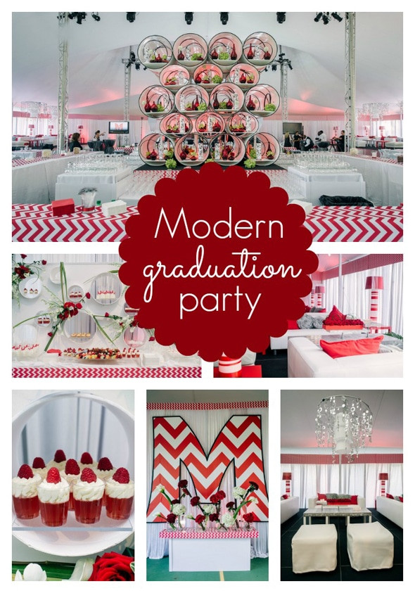 Red And White Graduation Party Ideas
 Modern Red Chevron Graduation Party Pretty My Party