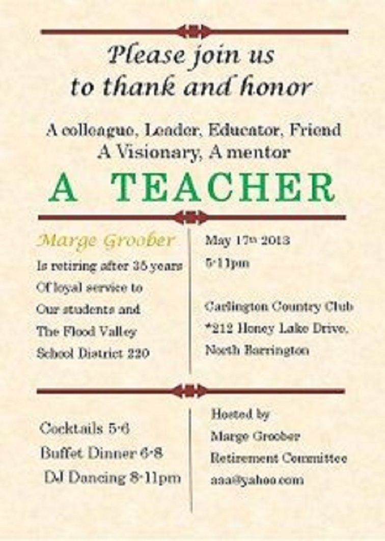 Retirement Party Ideas For School Principals
 farewell party invitation cards for teachers
