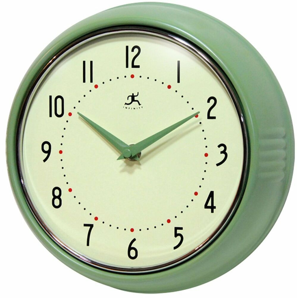 Retro Kitchen Wall Clock
 NEW Green Retro Kitchen Wall Clock Decor 1950 s Era Design