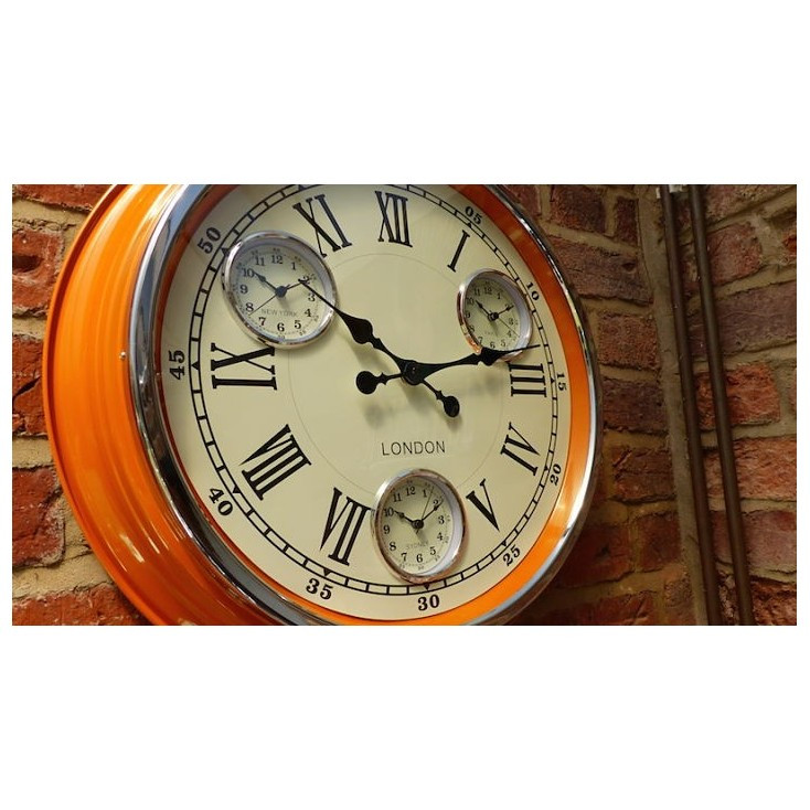 Retro Kitchen Wall Clock
 Vintage Retro Kitchen Wall Clocks Orange Copper