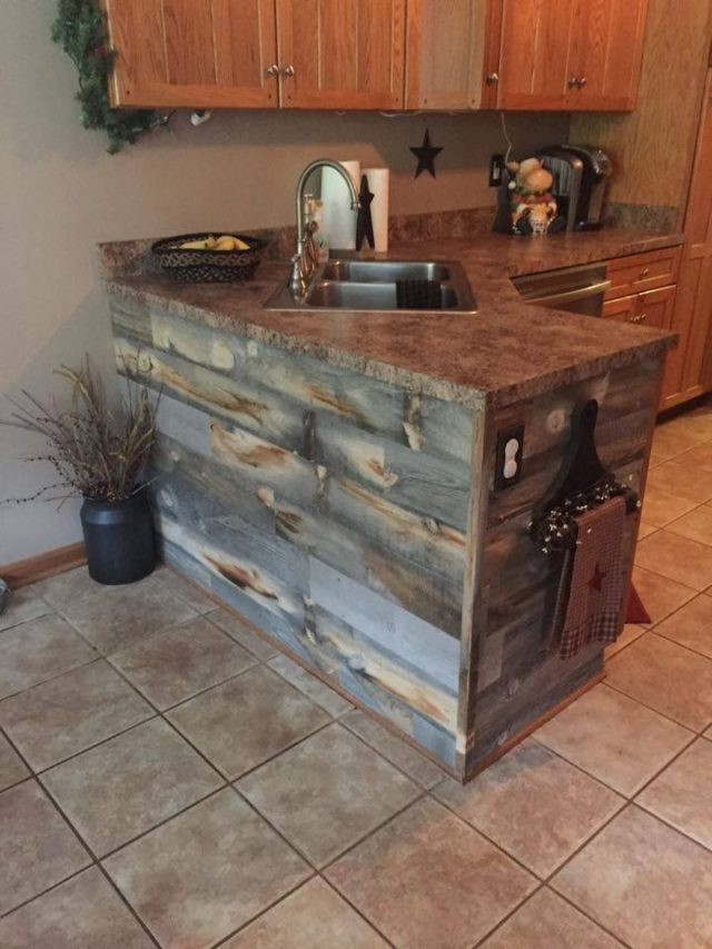 Rustic Wood Kitchen Island
 Rustic kitchen island with Stikwood Reclaimed Wood …