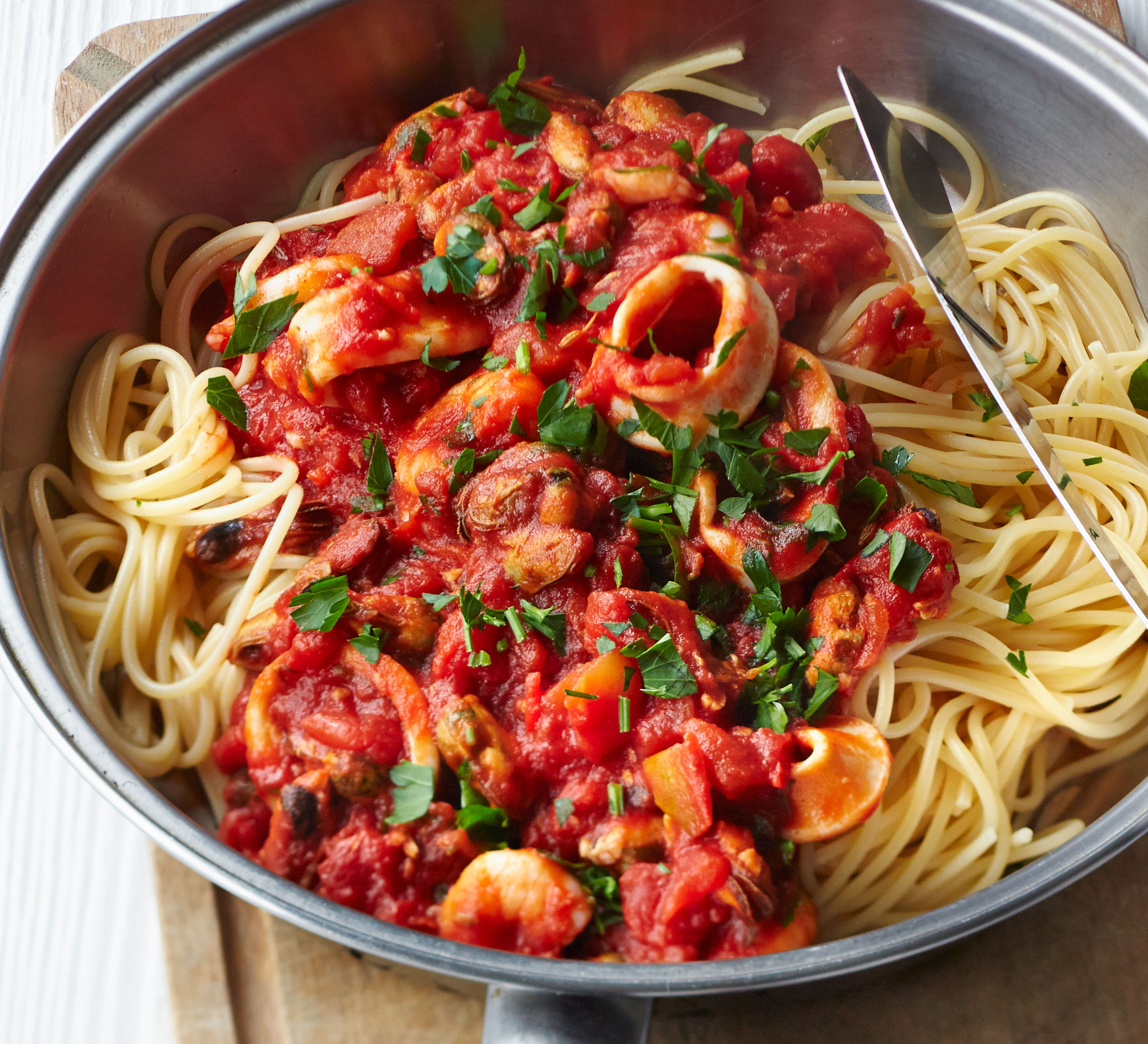 Sauces For Seafood
 Spaghetti with smoky tomato & seafood sauce