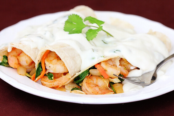 Seafood Enchiladas With White Sauce
 Verde Shrimp Enchiladas w Jalapeno Cream Sauce