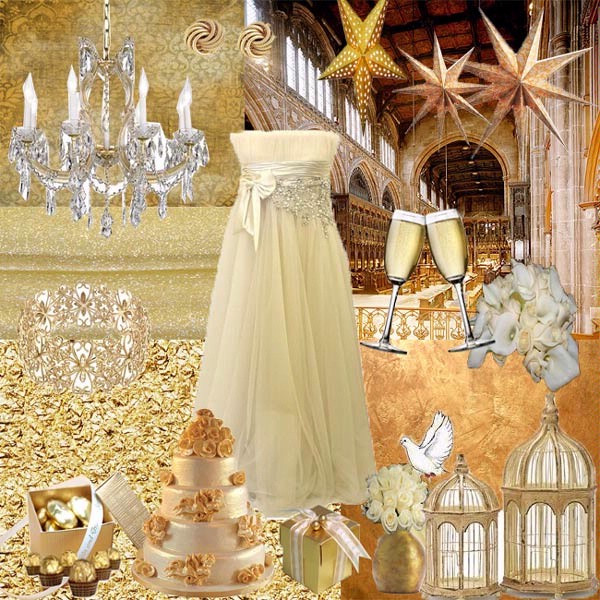 Silver And Gold Wedding Theme
 Gold colour palette
