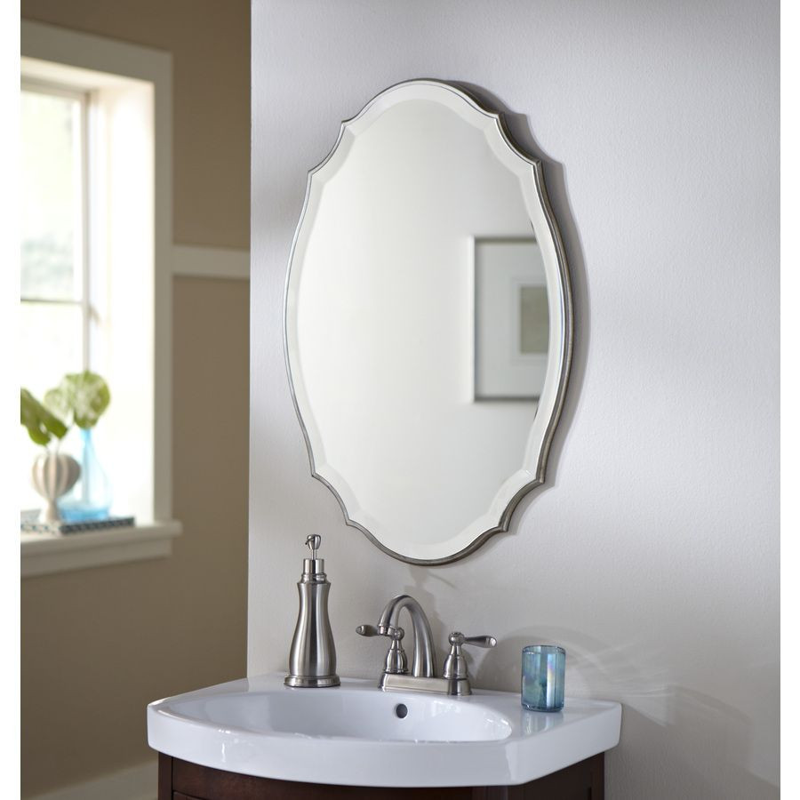 Small Oval Bathroom Mirror
 Shop allen roth 20 in x 30 in Silver Beveled Oval Framed
