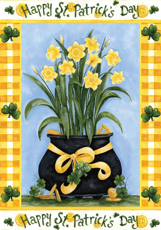 St. Patrick's Day Food
 Happy St Patrick s Day Garden Flag Pot of Gold Daffodils