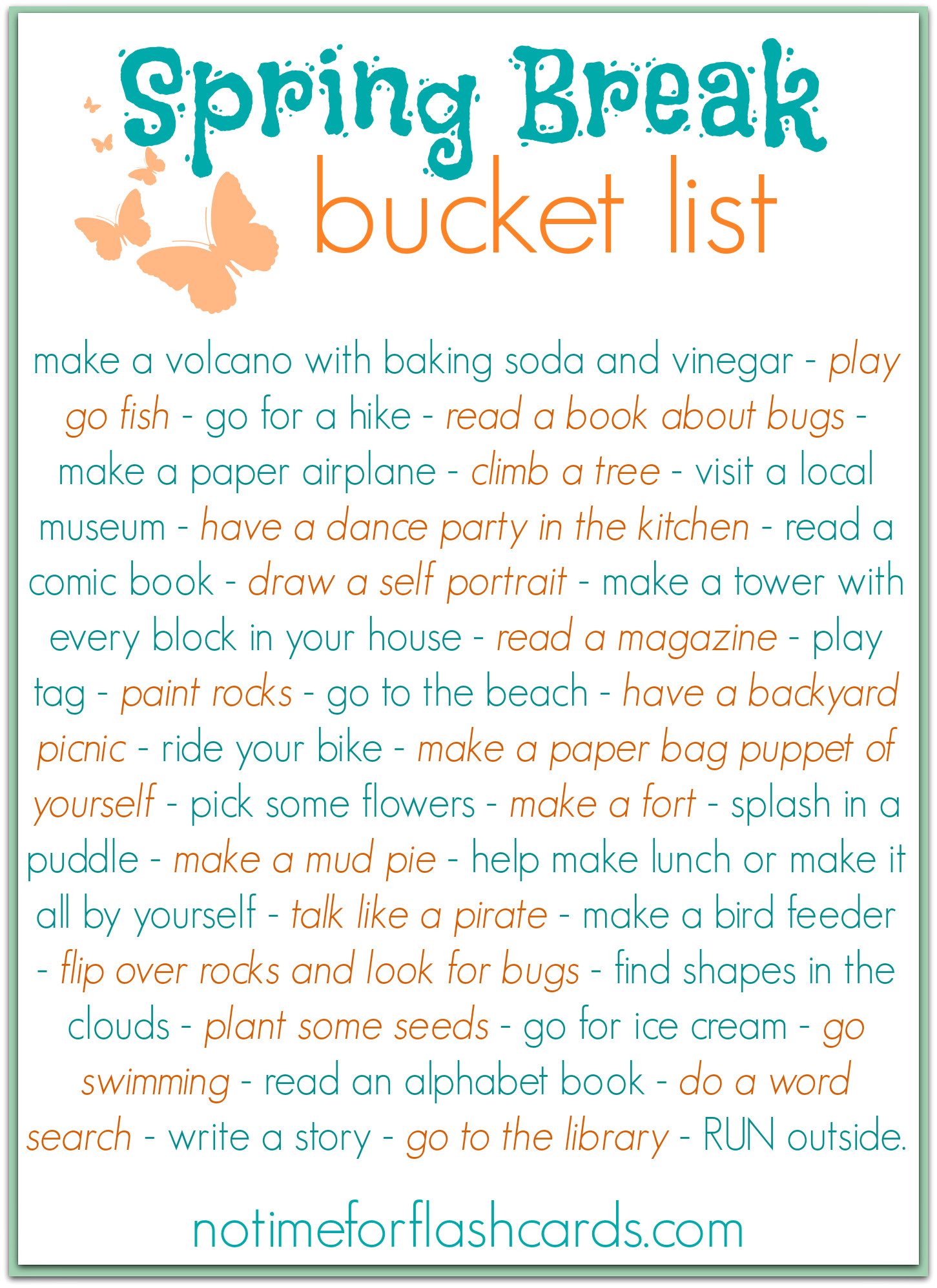 Things To Do In Spring Ideas
 Spring Break Bucket List FREE PRINTABLE