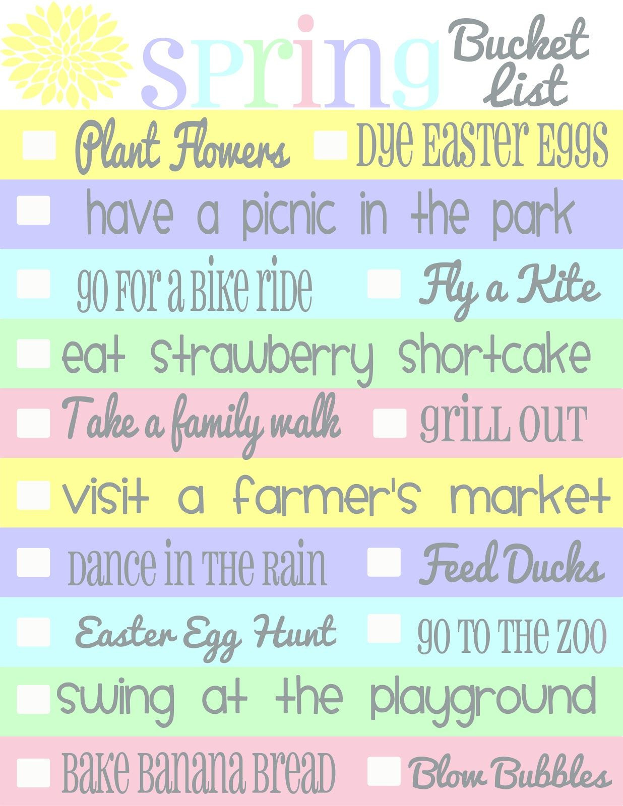 Things To Do In Spring Ideas
 Spring Bucket List Easter