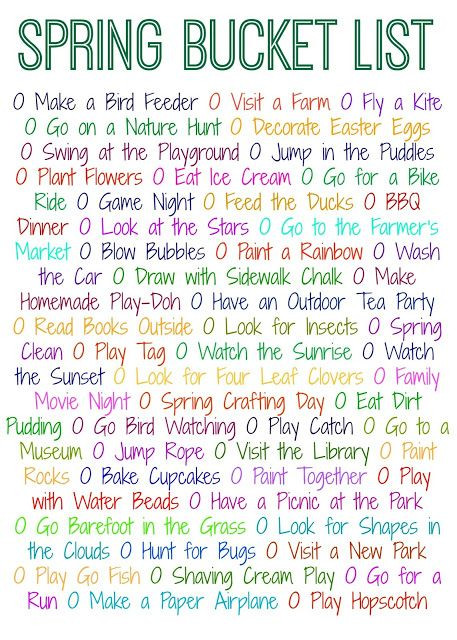 Things To Do In Spring Ideas
 50 Things to Do This Spring Free Printable