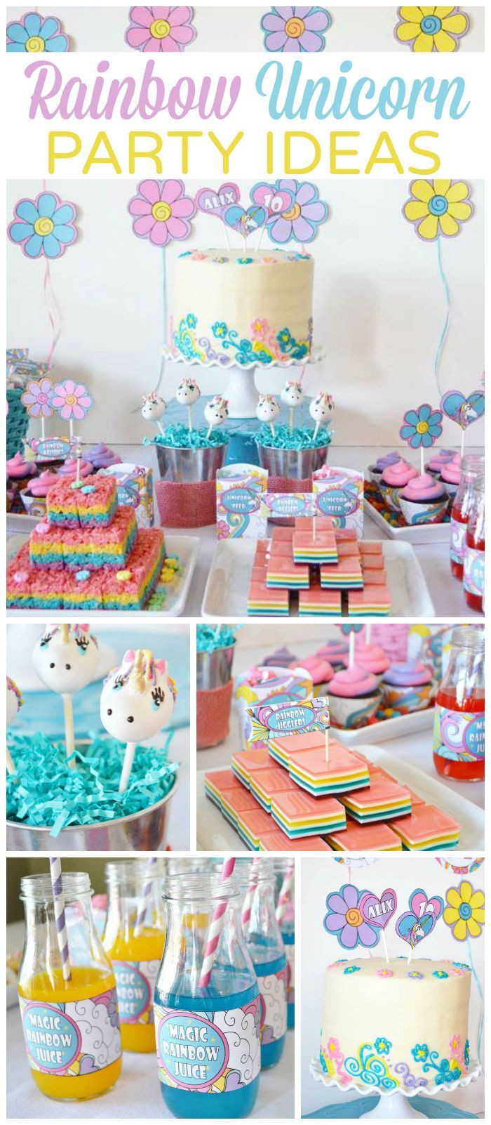 Unicorn And Rainbow Birthday Party Ideas
 This rainbow and unicorn party is so girly and magical