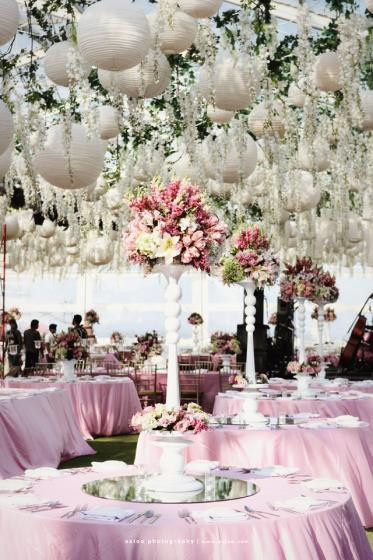 Wedding Ceiling Decorations
 Hanging Lanterns and Flowers