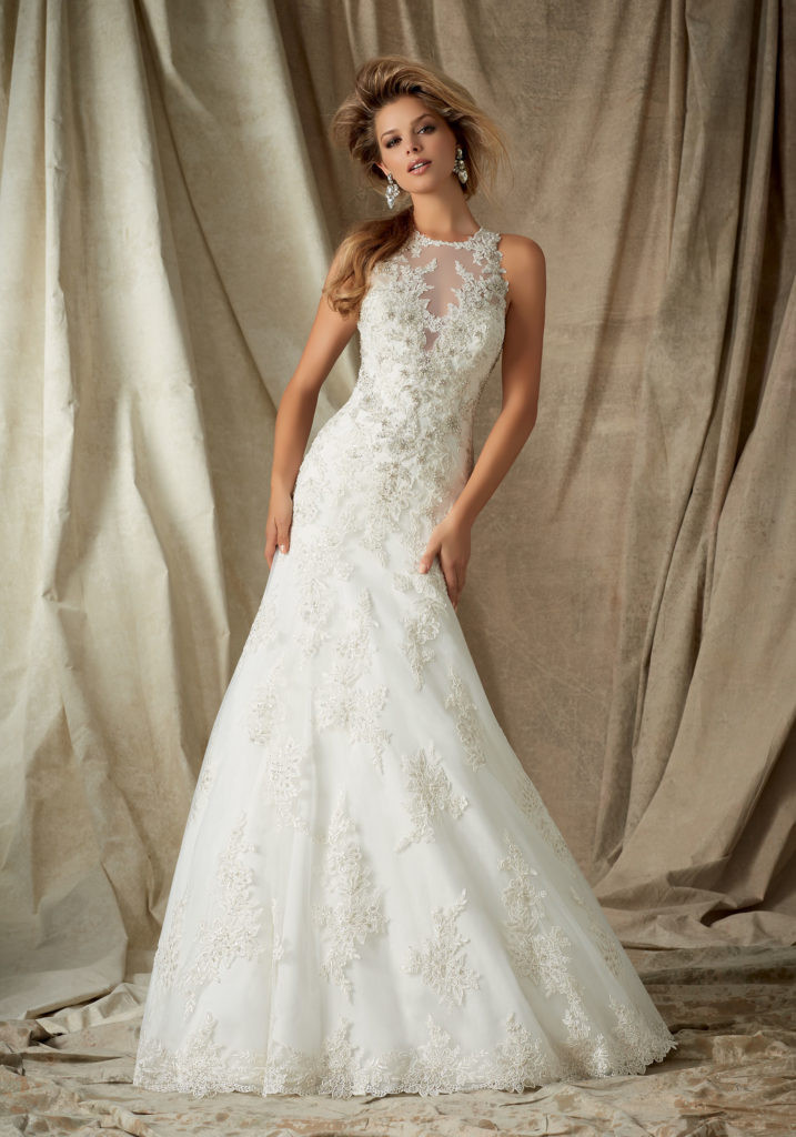 Wedding Dress Appliques
 Lace Appliques on Tulle Wedding Dress Style 1323