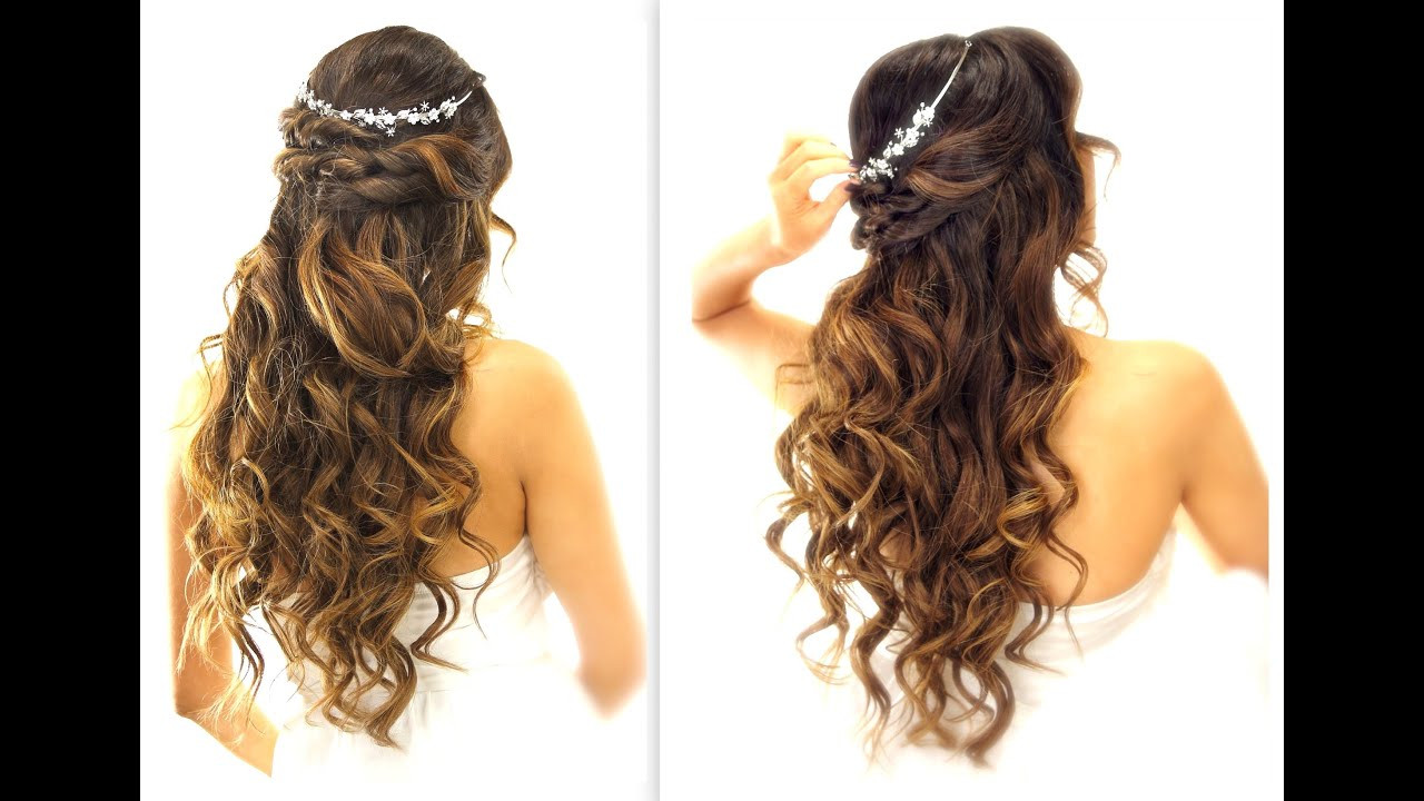 Wedding Hairstyles For Long Curly Hair
 EASY Wedding Half Updo HAIRSTYLE with CURLS