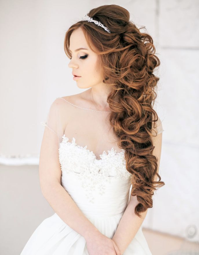Wedding Hairstyles For Long Curly Hair
 long curly half up half down wedding hairstyle