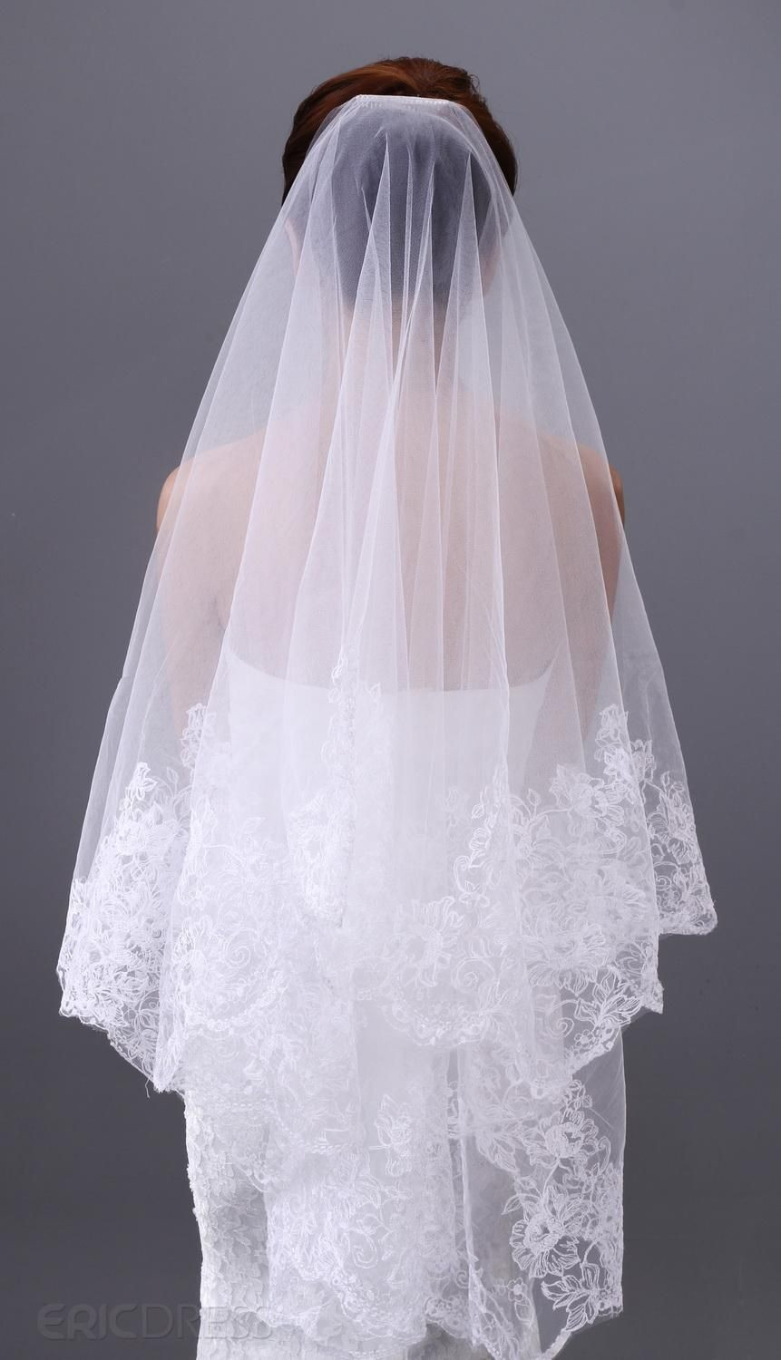 Wedding Lace Veils
 Charming Tulle Lace Fingertip Wedding Veil new arrival