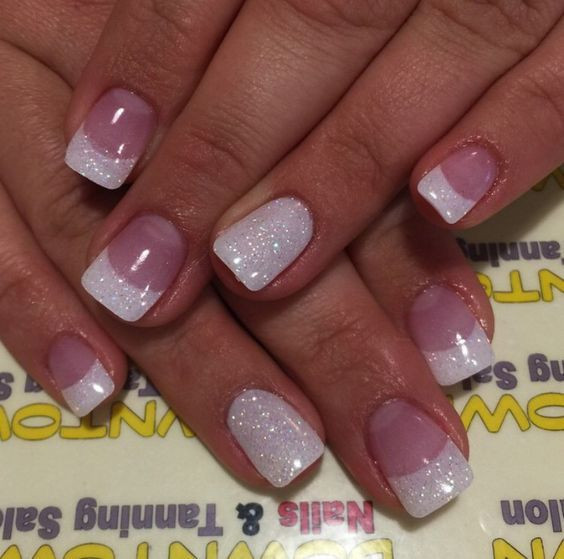 Wedding Nail Designs For Short Nails
 Glitter French Tips