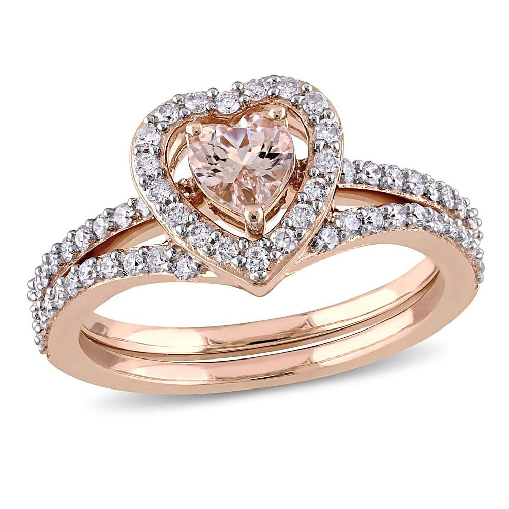 Wedding Ring Stores
 Delmar Jewelers 0 99ctw Morganite and Diamond Heart Design