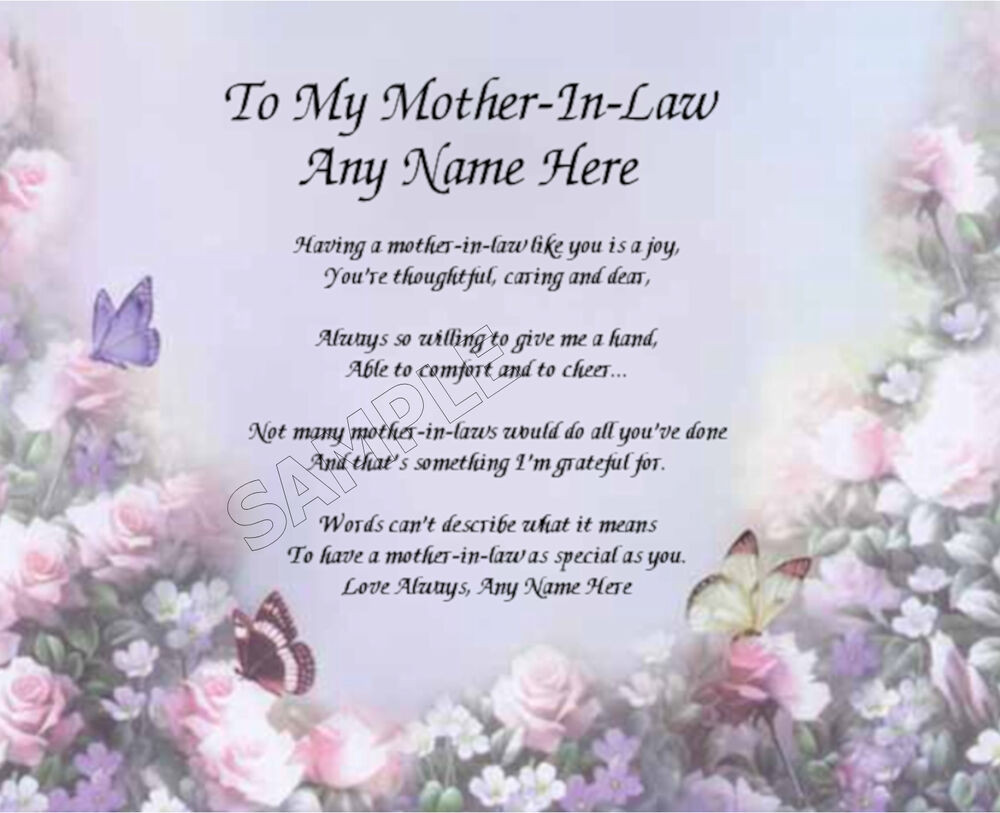 What Is The Best Gift For Mother's Day
 TO MY MOTHER IN LAW PERSONALIZED ART POEM MEMORY BIRTHDAY