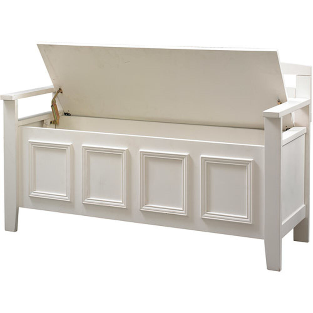 White Entryway Storage Benches
 Entryway Storage Bench Lift Up Top Seat Wood Hallway