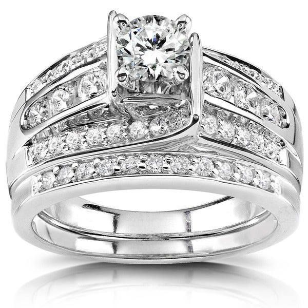 White Gold Wedding Ring Sets
 Shop Annello 14k White Gold 1ct TDW Diamond Bridal Ring