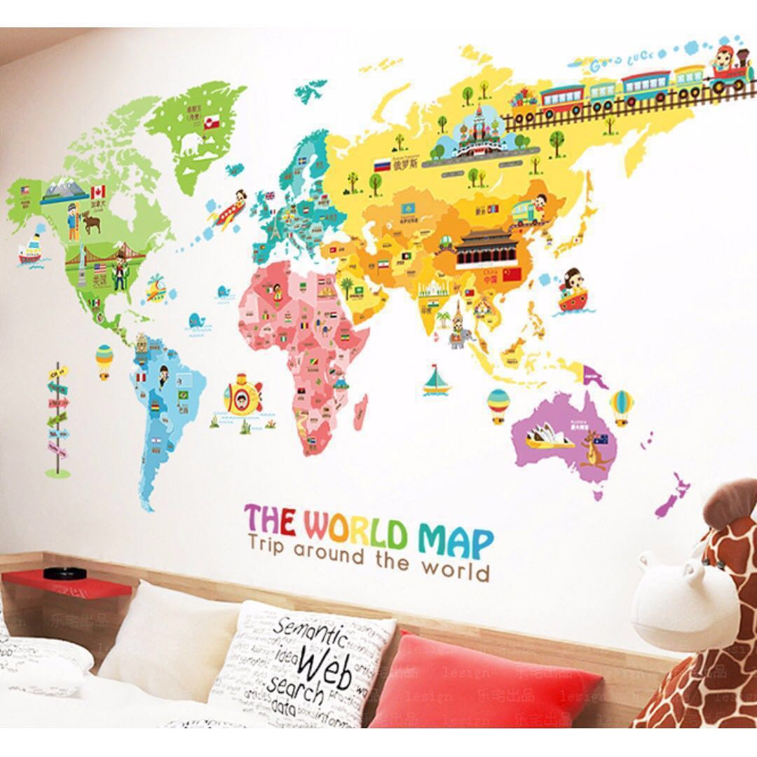 World Map Kids Room
 WM04 2 World Map Extra Vinyl Kids Children