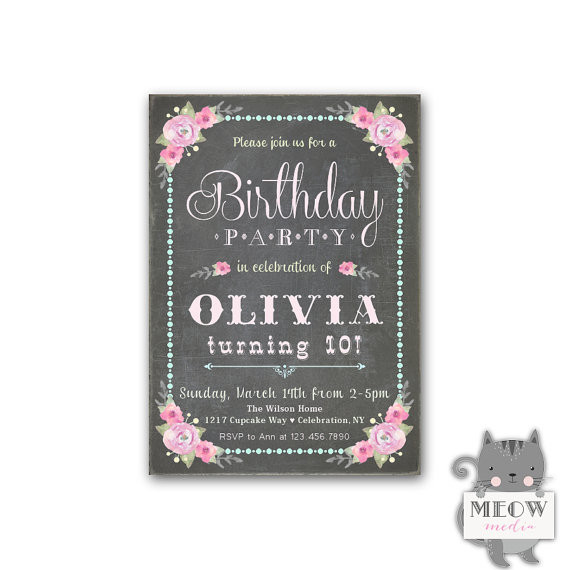 10th Birthday Invitation
 Kid s birthday invitations for girls 10th birthday party