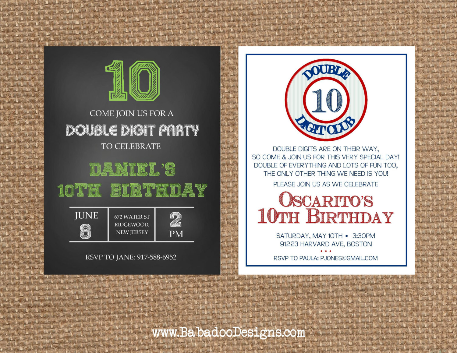 10th Birthday Invitation
 NUMBER 10th DOUBLE DIGIT Birthday Anniversary Invitation