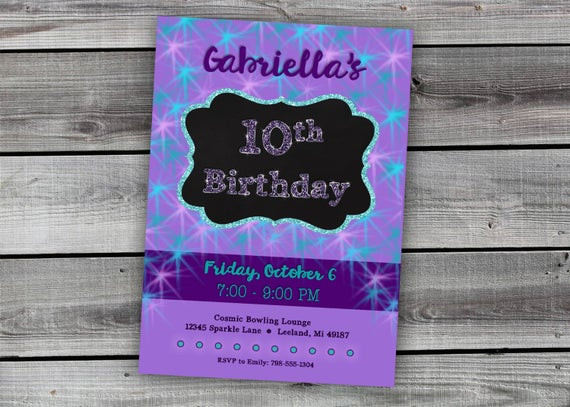 10th Birthday Invitation
 10th Birthday Invitation Glitter Purple & Teal