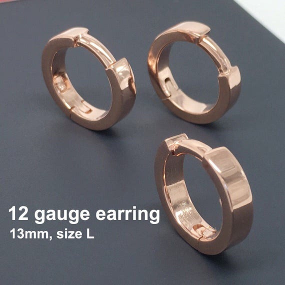 12 Gauge Earrings
 12 gauge rose gold hoop earrings 12G men s earrings