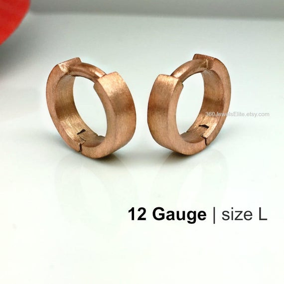 12 Gauge Earrings
 12 gauge rose gold hoop earrings cartilage gauge earring 12G