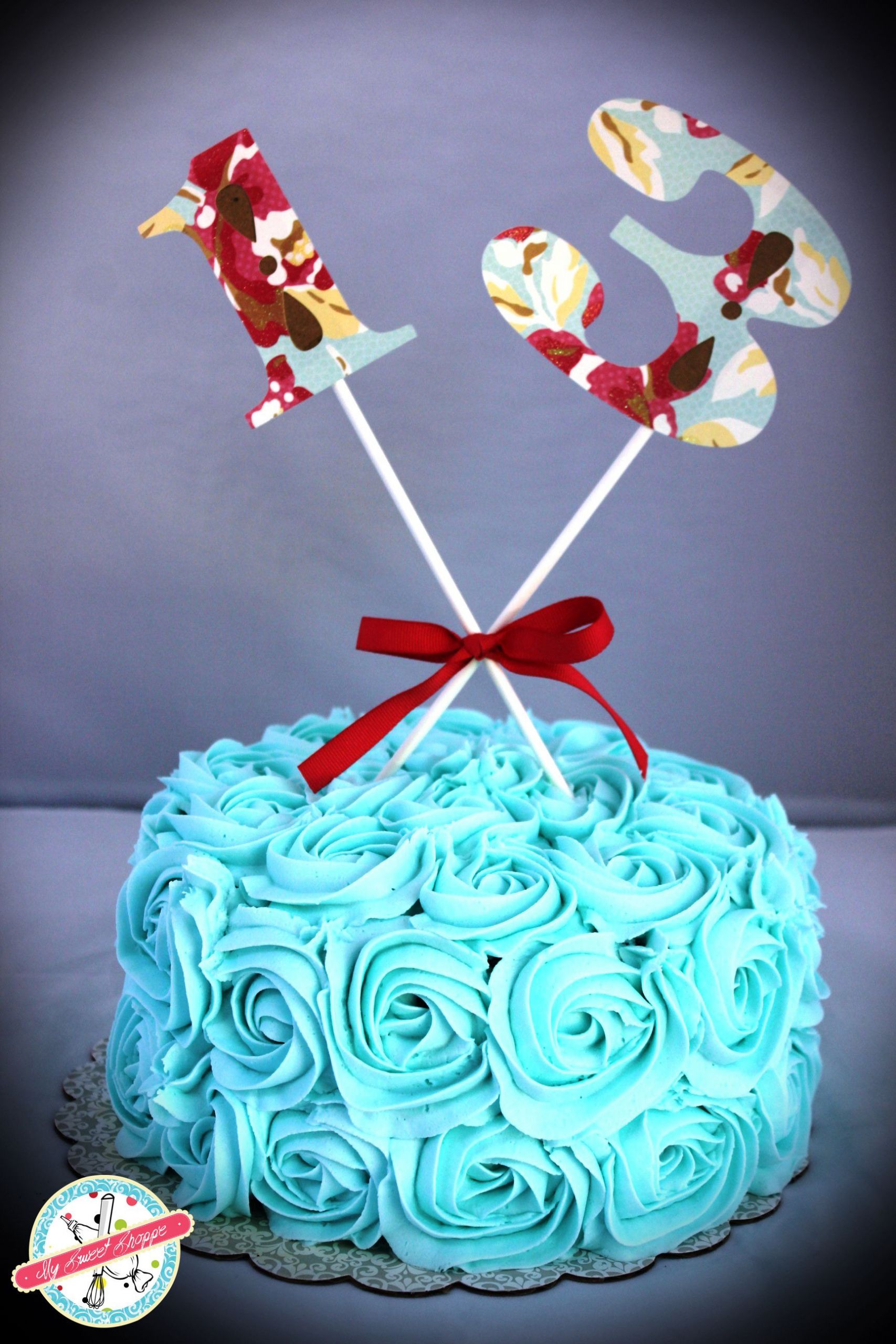 13 Year Old Beach Party Ideas
 Teal Turquoise rose cake for 13 year old