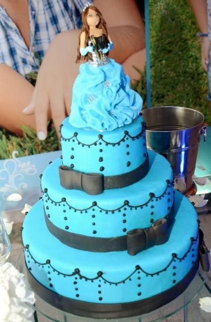 15 Birthday Cakes
 Princess Theme 3 Tier Blue 15th Birthday Cake JPG Hi Res