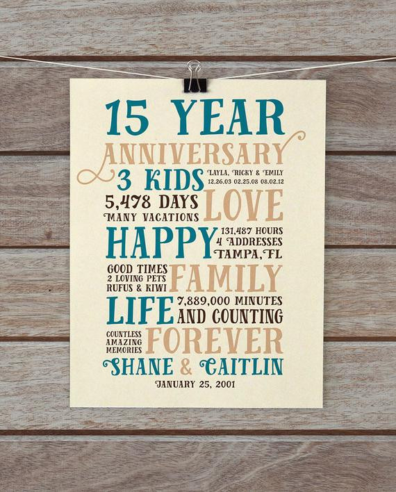 15 Year Wedding Anniversary Gift For Her
 Anniversary Gifts 15 Year Anniversary Present for Him