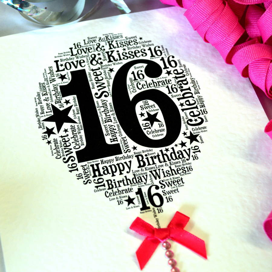 16th Birthday Cards
 16th happy birthday balloon sparkle card by sew very