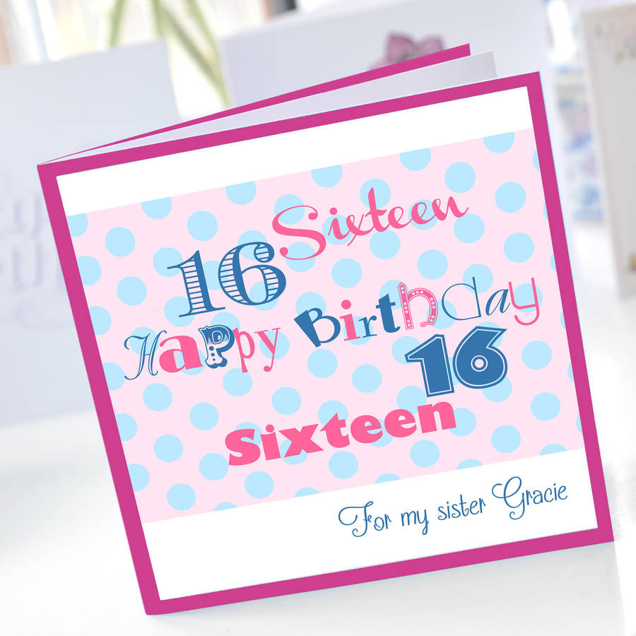 16th Birthday Cards
 personalised girls 16th birthday card by amanda hancocks