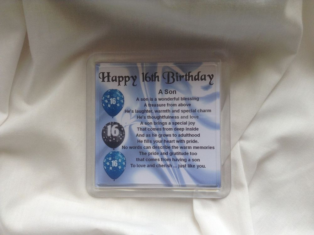16Th Birthday Gift Ideas For Son
 Personalised Coaster Son Poem 16th Birthday Design