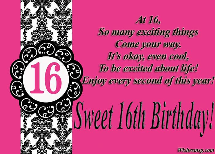 16Th Birthday Quotes
 16th Birthday Wishes & Messages For Sweet Sixteen WishesMsg