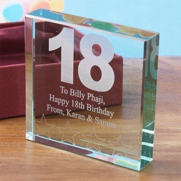 18th Birthday Gifts For Her
 18th Birthday Keepsake Glass Block