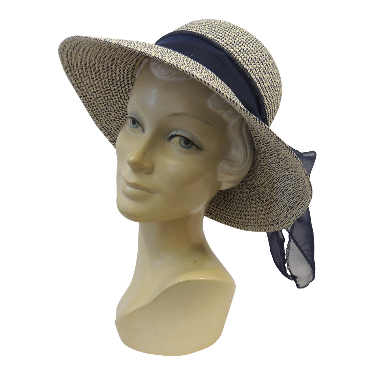 1940'S Mens Hairstyles
 New Retro Wide Brim Raffia Chiffon Summer Sun Hat 1920 s