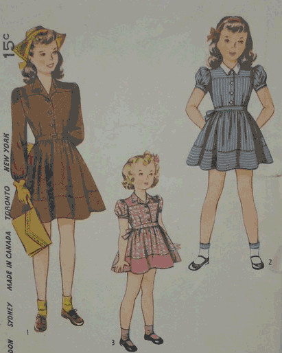 1940S Kids Fashion
 Sewing Patterns Girls Dresses 1940s