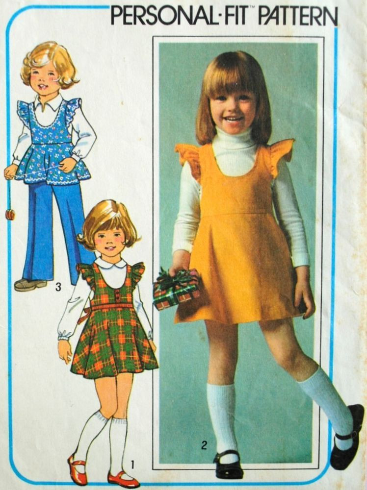 1970S Kids Fashion
 Vintage 1970s Simplicity 7632 Sewing Pattern Girls Jumper