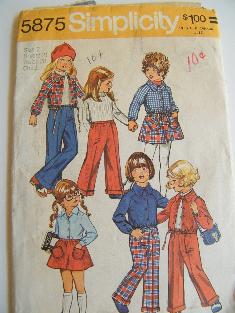 1970S Kids Fashion
 Vintage 1970s Toddler Girl Wardrobe Pattern Skirt Pants and