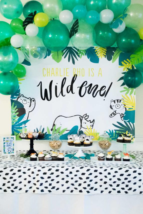 1st Birthday Boy Decorations
 Wild e First Birthday 4ft Backdrop Printable DOWNLOAD