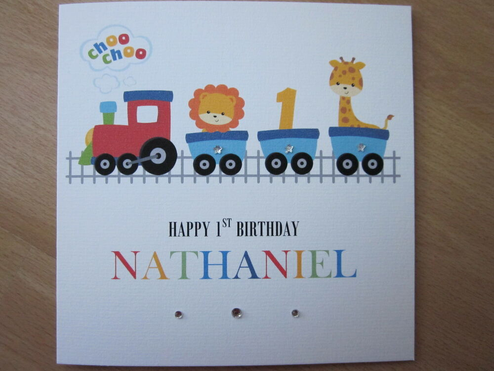 1st Birthday Cards
 Personalised Handmade Boys Train 1st First Birthday Card