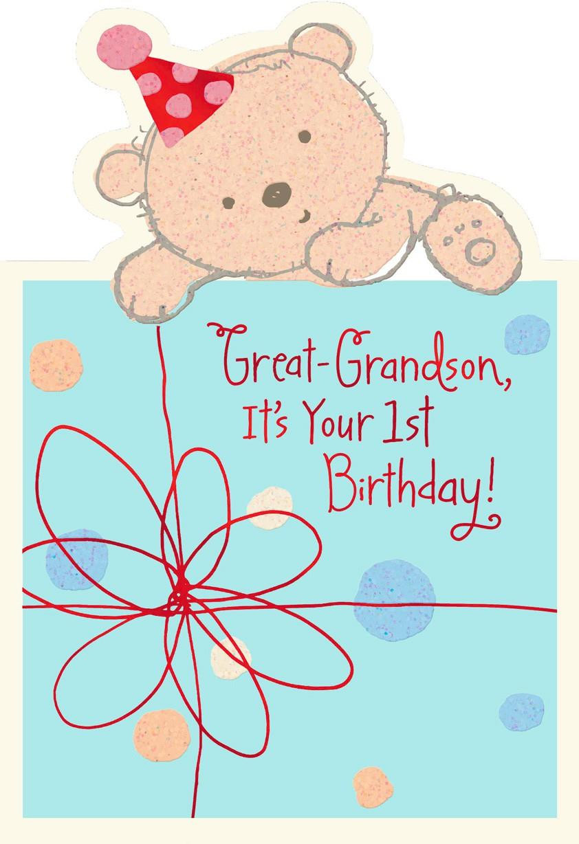 1st Birthday Cards
 Baby Bear 1st Birthday Card for Great Grandson Greeting