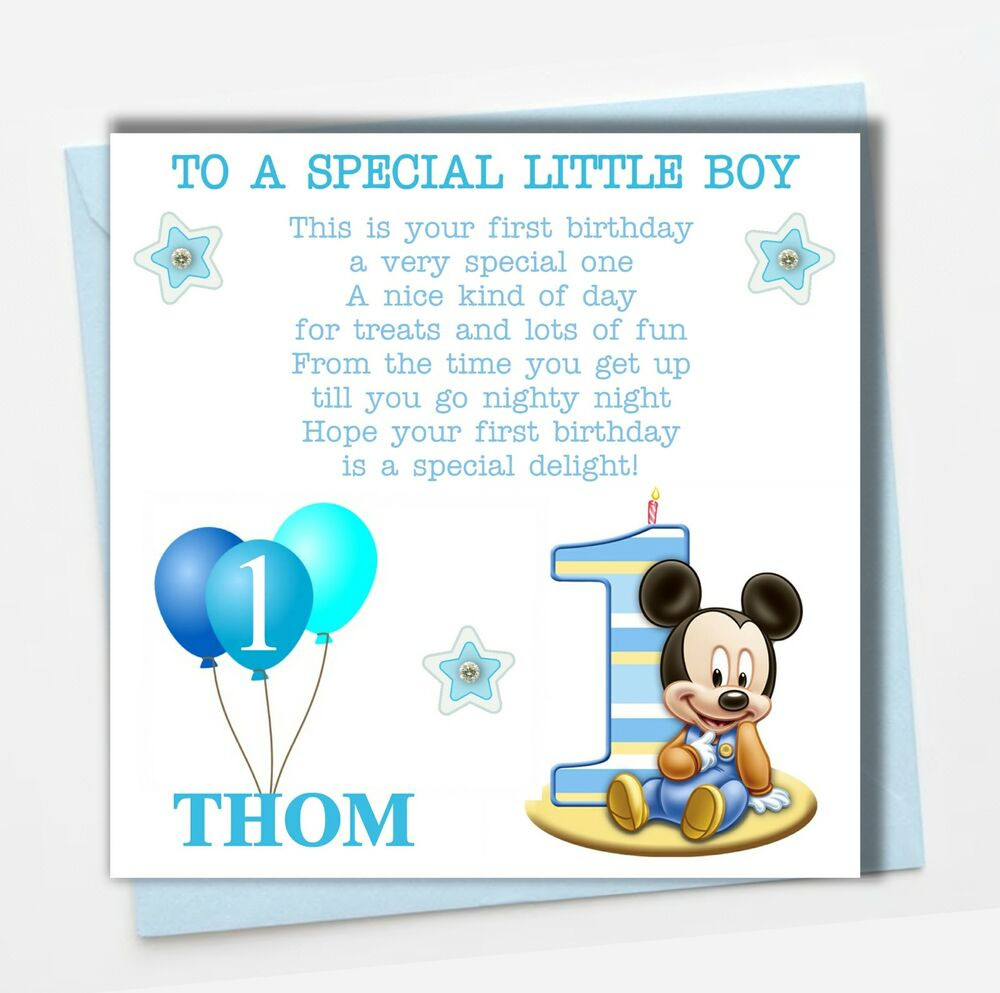 1st Birthday Cards
 Personalised Mickey Mouse Boy Son Grandson Godson Babies