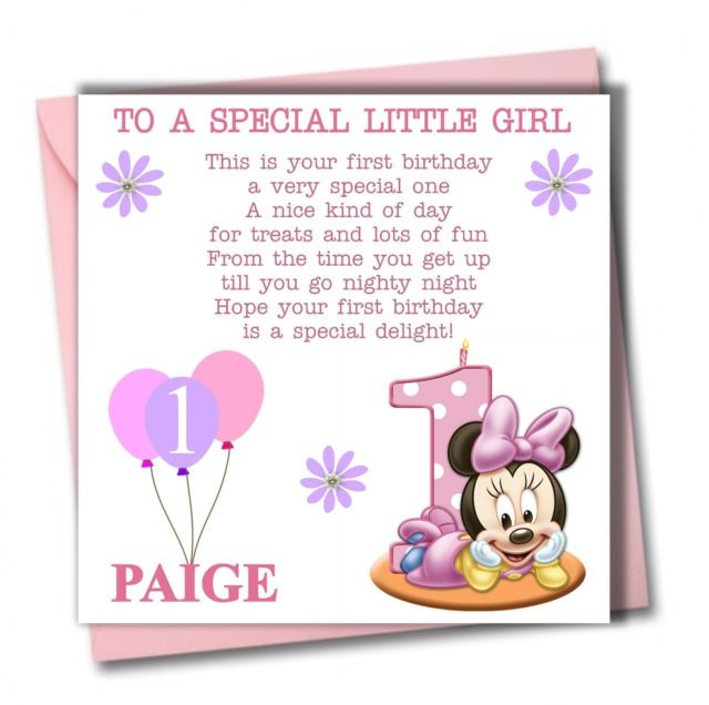 1st Birthday Cards
 Personalised Minnie Girl Daughter Granddaughter Babies